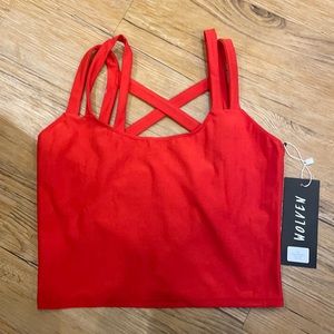 NWT, Wolven Double Cross Top, Cayenne Red